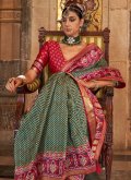 Green Banarasi Woven Designer Saree for Festival - 1