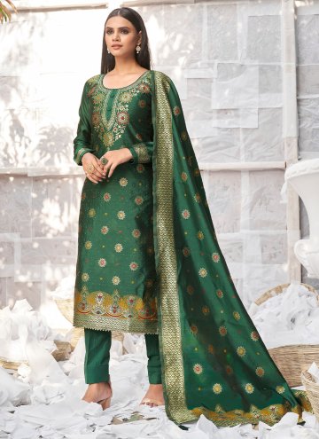 Green Banarasi Woven Salwar Suit