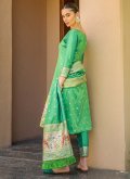 Green Banarasi Woven Trendy Suit for Festival - 3