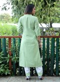 Green Blended Cotton Embroidered Pant Style Suit for Ceremonial - 4