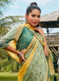 Green Brasso Fancy work Classic Designer Saree for Mehndi - 1