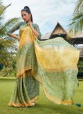 Green Brasso Fancy work Classic Designer Saree for Mehndi - 2