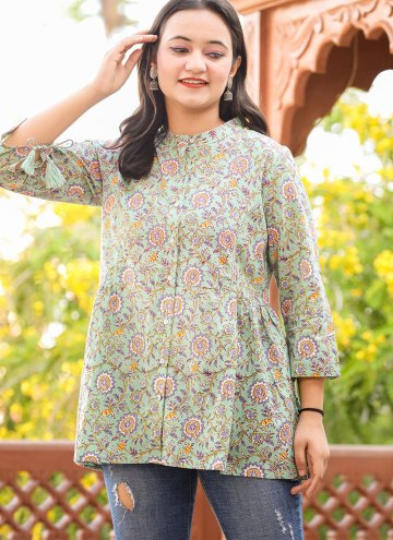 Green Casual Kurti in Cotton  with Printed