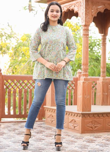 Green Casual Kurti in Cotton  with Printed
