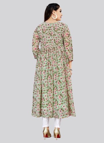 Green Casual Kurti in Georgette with Printed