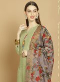 Green Chanderi Silk Embroidered Salwar Suit for Ceremonial - 1