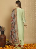 Green Chanderi Silk Embroidered Salwar Suit for Ceremonial - 2