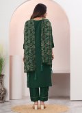 Green Chinon Embroidered Pant Style Suit - 2