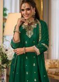 Green Chinon Embroidered Salwar Suit for Ceremonial - 2