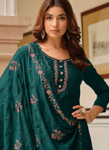 Green Chinon Embroidered Trendy Salwar Kameez for Ceremonial