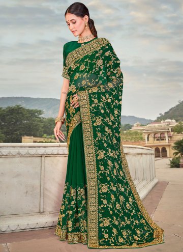 Green Classic Designer Saree in Georgette with Emb