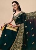 Green Classic Designer Saree in Georgette with Embroidered - 3