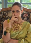 Green Classic Designer Saree in Handloom Silk with Woven - 1