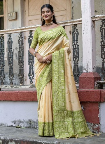 Green Classic Designer Saree in Handloom Silk with