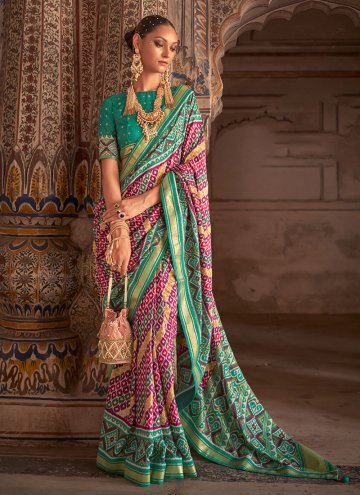 Green Classic Designer Saree in Patola Silk with Woven