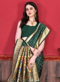 Green Classic Designer Saree in Silk with Border - 1