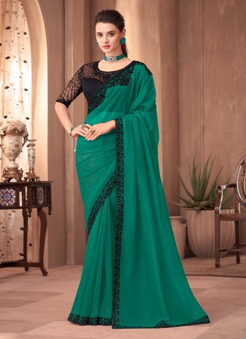 Green Classic Designer Saree in Silk with Border