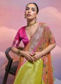 Green Classic Designer Saree in Silk with Meenakari - 2