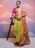 Green Classic Designer Saree in Silk with Meenakari - 3