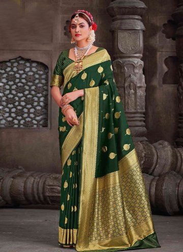 Green Classic Designer Saree in Silk with Woven