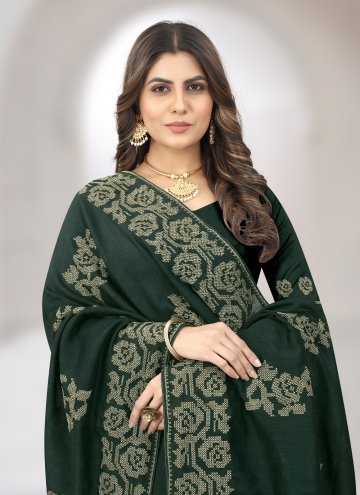 Green Classic Designer Saree in Vichitra Silk with Embroidered