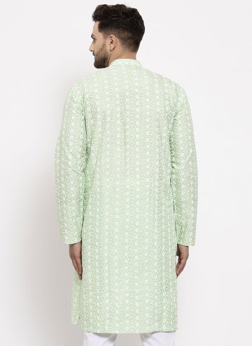Green color Art Dupion Silk Kurta with Embroidered