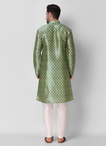 Green color Art Silk Kurta Pyjama with Digital Print