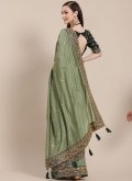 Green color Art Silk Traditional Saree with Embroidered - 1