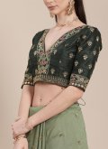 Green color Art Silk Traditional Saree with Embroidered - 2