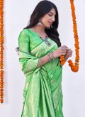 Green color Banarasi Classic Designer Saree with Woven - 1