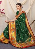 Green color Banarasi Contemporary Saree with Woven - 2