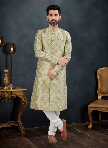 Green color Banarasi Jacquard Kurta Pyjama with Fancy work