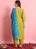 Green color Blended Cotton Salwar Suit with Embroidered - 2