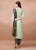 Green color Blended Cotton Trendy Salwar Kameez with Embroidered - 2