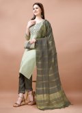 Green color Blended Cotton Trendy Salwar Kameez with Embroidered - 3