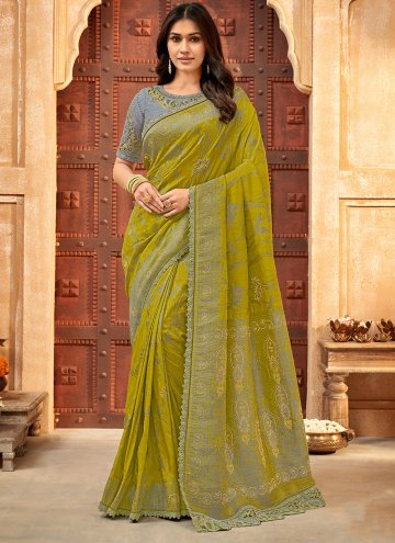 Green color Border Silk Contemporary Saree