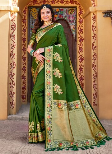 Green color Border Silk Trendy Saree
