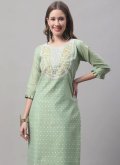 Green color Chanderi Trendy Suit with Embroidered - 1