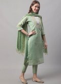 Green color Chanderi Trendy Suit with Embroidered - 3