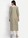 Green color Cotton  Designer Kurti with Embroidered - 1
