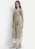 Green color Cotton  Designer Kurti with Embroidered - 2