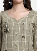 Green color Cotton  Designer Kurti with Embroidered - 3