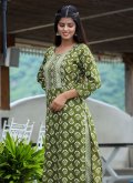 Green color Cotton  Designer Kurti with Printed - 1