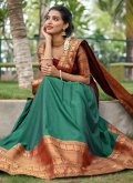 Green color Cotton  Designer Lehenga Choli with Woven - 1