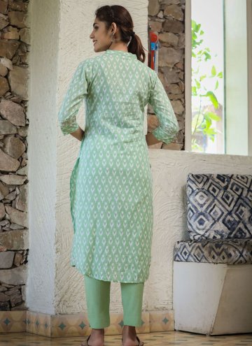 Green color Cotton  Party Wear Kurti with Embroidered