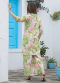 Green color Cotton  Party Wear Kurti with Floral Print - 2