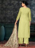 Green color Cotton  Salwar Suit with Embroidered - 1