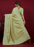 Green color Cotton Silk Trendy Saree with Chikankari Work - 2