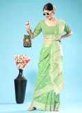 Green color Cotton  Trendy Saree with Chikankari Work - 2