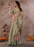 Green color Cotton  Trendy Saree with Digital Print - 2